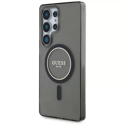 GUESS tok SAMSUNG S25 Ultra GUHMS25LHFGEREK (Magnetic IML Glitter Circle) Fekete