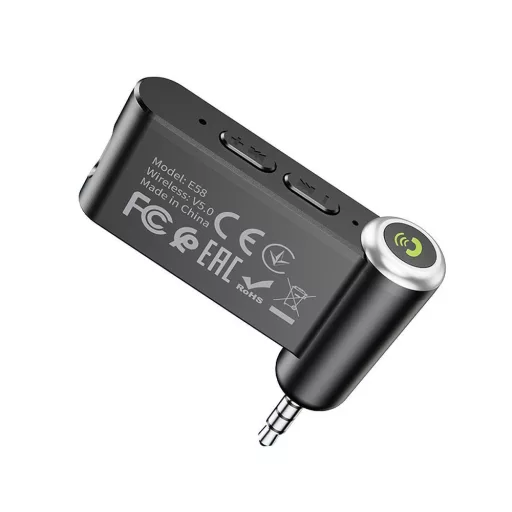 Hoco AUX Bluetooth autós vevő 3,5 mm jack E58 fekete