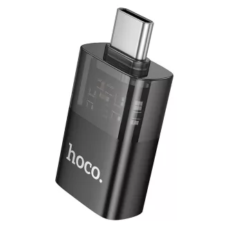 USB-C – USB-A OTG adapter Hoco UA36B átlátszó fekete