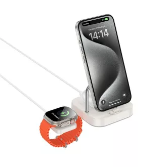   Hoco 3 az 1-ben vezeték nélküli töltő Apple Watch kompatibilis 3A 5W CQ16A tejfehér