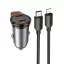 Hoco autós töltő 2×USB-C QC PD 45W + USB-C – Lightning kábel NZ16B fém szürke