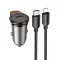 Hoco autós töltő USB-C QC PD 30W + USB-C – Lightning kábel NZ16 fém szürke