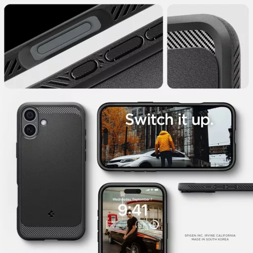 SPIGEN tok RUGGED ARMOR MAG Magsafe kompatibilis  iPhone 16 matte fekete