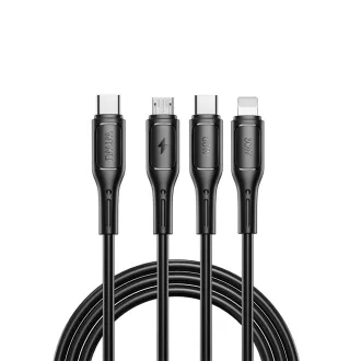   WiWU Starlink Series 3 az 1-ben töltőkábel Wi-046E USB-C – USB-C / Micro USB / Lightning 60W 1 m fekete