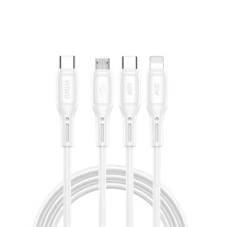   WiWU Starlink Series 3 az 1-ben töltőkábel Wi-046E USB-C – USB-C / Micro USB / Lightning 60W 1 m fehér