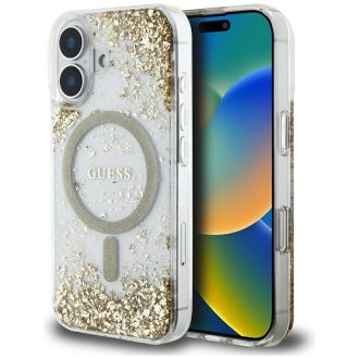   GUESS tok iPhone 16 Magsafe kompatibilis GUHMP16SRGRGED (Resin Bottom Glitter) arany