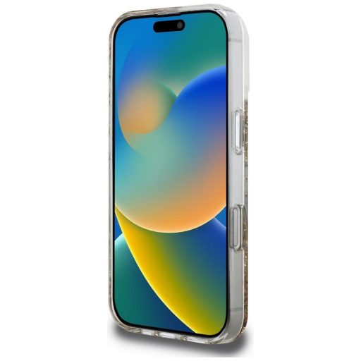 GUESS tok iPhone 16 Magsafe kompatibilis GUHMP16SRGRGED (Resin Bottom Glitter) arany