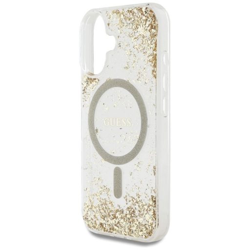 GUESS tok iPhone 16 Magsafe kompatibilis GUHMP16SRGRGED (Resin Bottom Glitter) arany