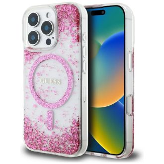   GUESS tok iPhone 16 Pro Max Magsafe kompatibilis GUHMP16XRGRGEP (Resin Bottom Glitter) rózsaszín