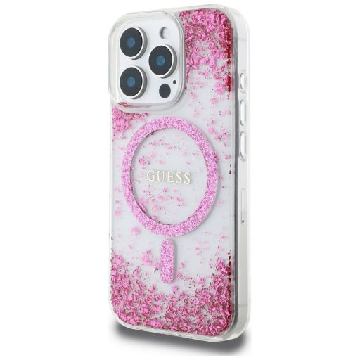 GUESS tok iPhone 16 Pro Max Magsafe kompatibilis GUHMP16XRGRGEP (Resin Bottom Glitter) rózsaszín
