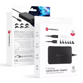  FORCELL F-ENERGY univerzális laptop töltő USB-C 65W + 6 adapter E856 fekete