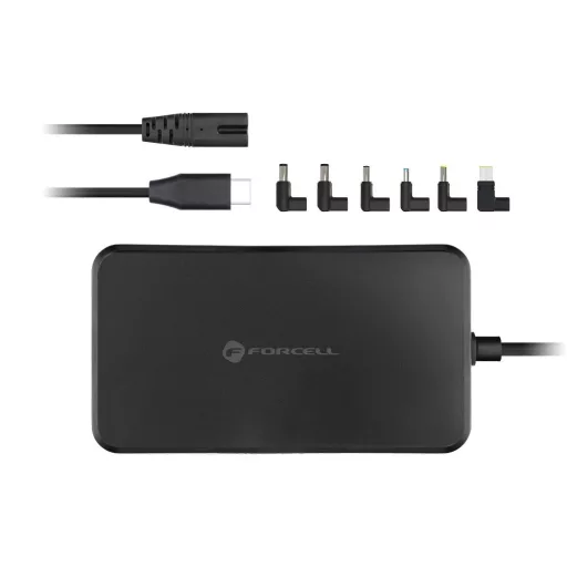 FORCELL F-ENERGY univerzális laptop töltő USB-C 65W + 6 adapter E856 fekete