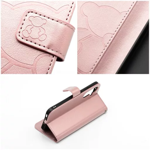 Mezzo Flip tok iPhone 16e (SE 4 2025) teddy bear rozéarany