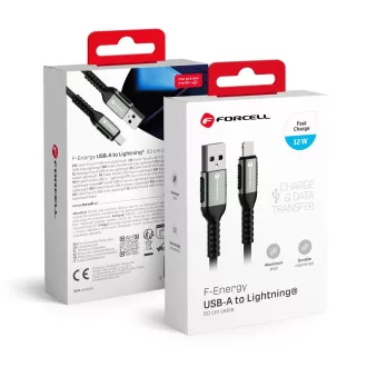   Forcell F-Energy USB-A – Lightning töltőkábel Cafule C257 2,4A 12W 0,5 m fekete