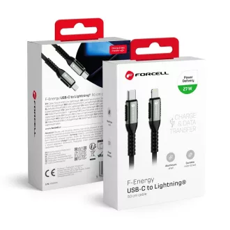   Forcell F-Energy USB-C – Lightning töltőkábel Cafule C259 PD 3A 27W 0,5 m fekete