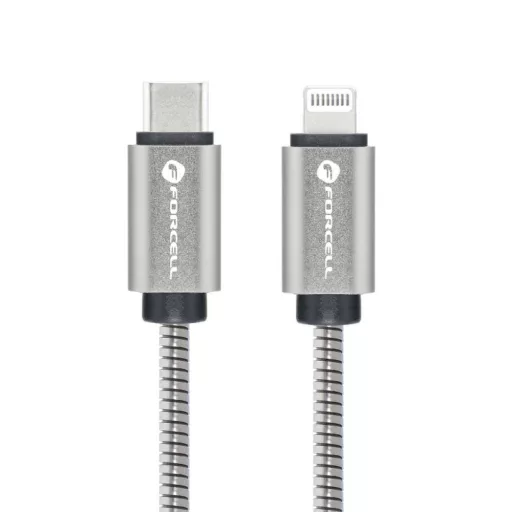 Forcell F-Energy USB-C – Lightning töltőkábel Metal C238 PD 3A 27W 2 m ezüst