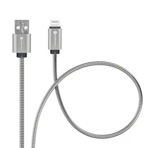 Forcell F-Energy USB-A – Lightning töltőkábel Metal C236 2,4A 12W 2 m ezüst