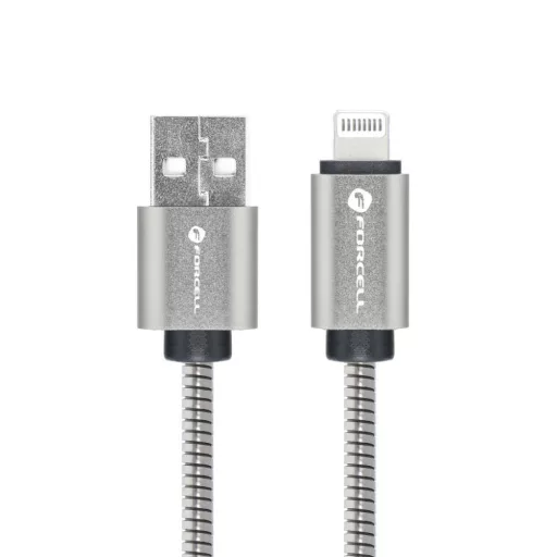 Forcell F-Energy USB-A – Lightning töltőkábel Metal C236 2,4A 12W 2 m ezüst