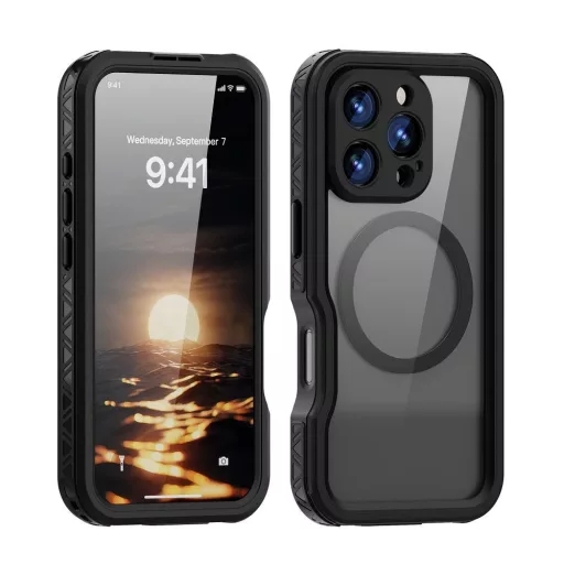 iPhone 16 Pro Shellbox GT vízálló MagSafe kompatibilis tok fekete