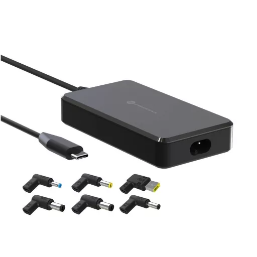 FORCELL F-ENERGY univerzális laptop töltő USB-C 90W + 6 adapter E856 fekete