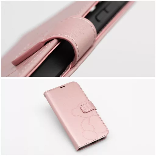 Mezzo Flip tok XIAOMI Redmi Note 14 4G (GLOBAL - 164,84mm x 78,15mm x 8,16mm) teddy bear rozéarany