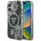 GUESS tok iPhone 16 Magsafe kompatibilis GUHMP16SHFLPEDK (IML Metal Glitter Flowers Triangle) fekete