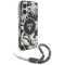 GUESS tok iPhone 16 Magsafe kompatibilis GUHMP16SHPCTPLSK (IML Palm Trees Triangle W/ Pearl Strap) fekete