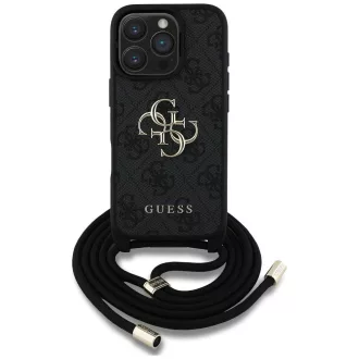   GUESS tok iPhone 16 Pro GUHCP16LP4GMGCRK (CBDY PU 4G Big Logo W/Cord Strap) fekete