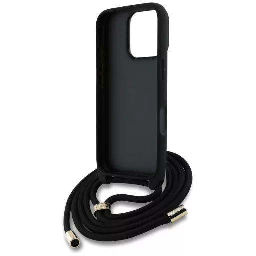 GUESS tok iPhone 16 Pro GUHCP16LP4GMGCRK (CBDY PU 4G Big Logo W/Cord Strap) fekete