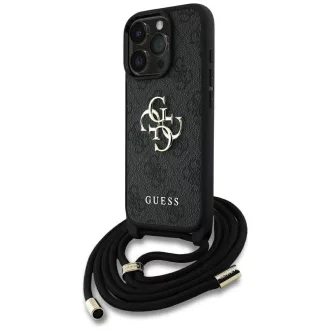   GUESS tok iPhone 16 Pro Max GUHCP16XP4GMGCRK (CBDY PU 4G Big Logo W/Cord Strap) fekete