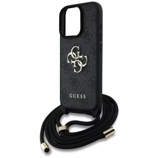 GUESS tok iPhone 16 Pro Max GUHCP16XP4GMGCRK (CBDY PU 4G Big Logo W/Cord Strap) fekete