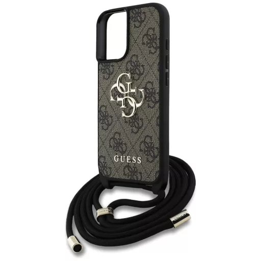 GUESS tok iPhone 16 GUHCP16SP4GMGCRW (CBDY PU 4G Big Logo W/Cord Strap) barna