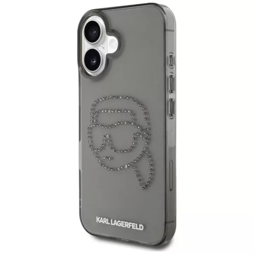 KARL LAGERFELD tok iPhone 16 Pro KLHCP16LHKHDCELK (IML Rhinestones S K Head) fekete