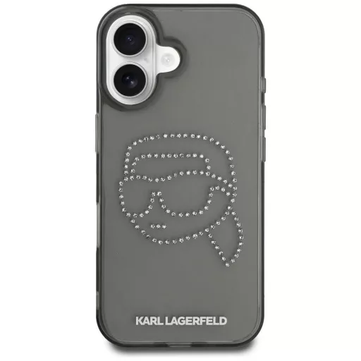 KARL LAGERFELD tok iPhone 16 Pro KLHCP16LHKHDCELK (IML Rhinestones S K Head) fekete