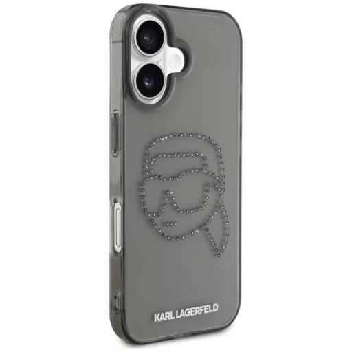 KARL LAGERFELD tok iPhone 16 Pro KLHCP16LHKHDCELK (IML Rhinestones S K Head) fekete