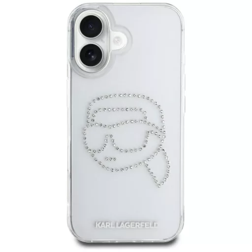 KARL LAGERFELD tok iPhone 16 KLHCP16SHKHDCELT (IML Rhinestones K Head) átlátszó