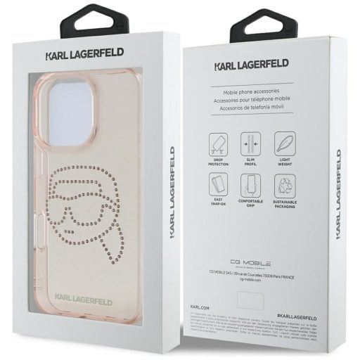 KARL LAGERFELD tok iPhone 16 Pro Max KLHCP16XHKHDCELP (IML Rhinestones S K Head) rózsaszín