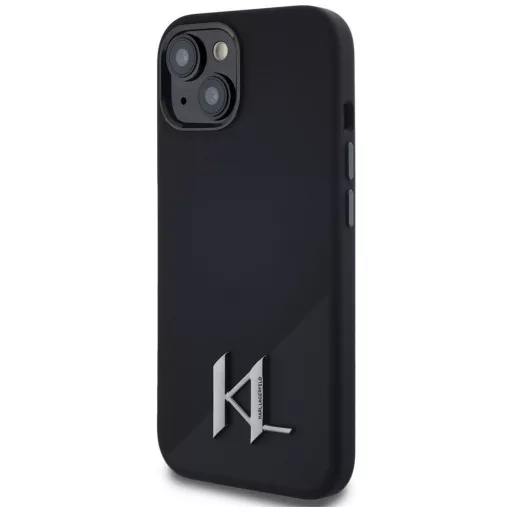 KARL LAGERFELD tok iPhone 15 Magsafe kompatibilis KLHMP15SSCMKMPCK (Silicone Initial Metal Logo) fekete