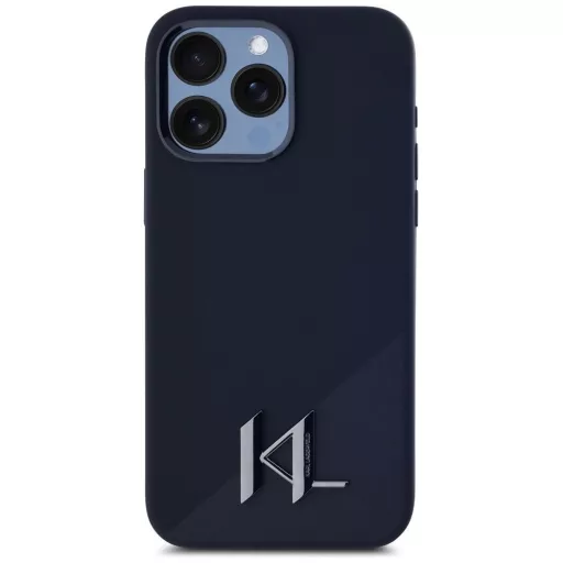 KARL LAGERFELD tok iPhone 15 Pro Magsafe kompatibilis KLHMP15LSCMKMPCK (Silicone Initial Metal Logo) fekete
