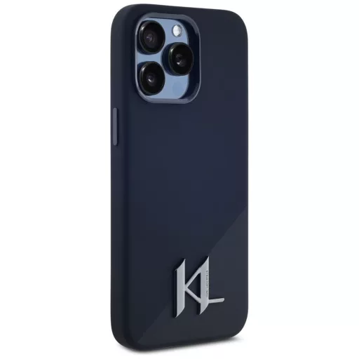 KARL LAGERFELD tok iPhone 15 Pro Magsafe kompatibilis KLHMP15LSCMKMPCK (Silicone Initial Metal Logo) fekete