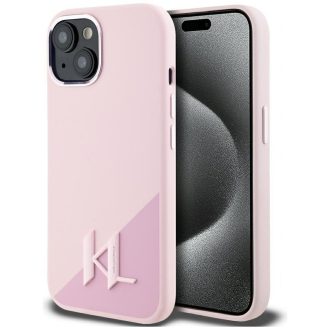   KARL LAGERFELD tok iPhone 15 Magsafe kompatibilis KLHMP15SSCMKMPCP (Silicone Initial Metal Logo) rózsaszín