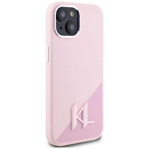 KARL LAGERFELD tok iPhone 15 Magsafe kompatibilis KLHMP15SSCMKMPCP (Silicone Initial Metal Logo) rózsaszín