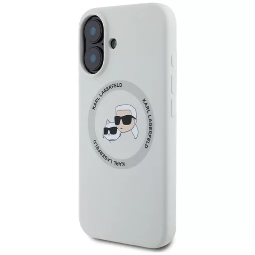 KARL LAGERFELD tok iPhone 16 Magsafe kompatibilis KLHMP16SSKCHTCE (Silicone KC Heads) bézs