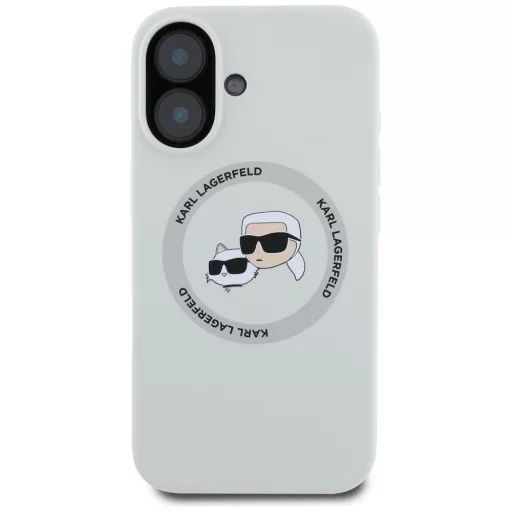 KARL LAGERFELD tok iPhone 16 Magsafe kompatibilis KLHMP16SSKCHTCE (Silicone KC Heads) bézs
