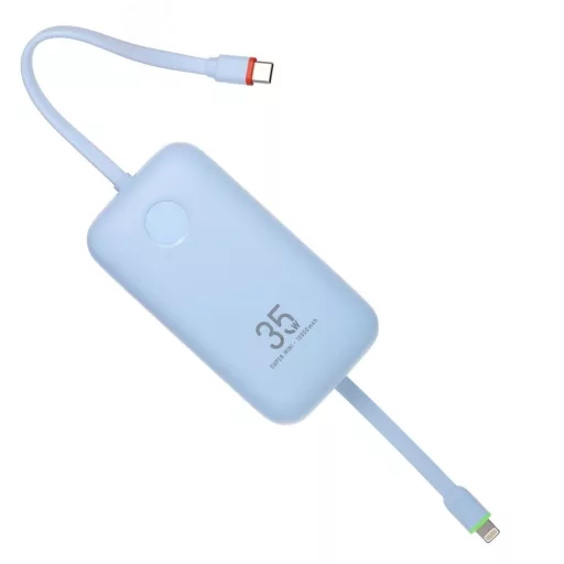 Veger powerbank K1 W1188 PD QC3.0 35W 10000 mAh beépített USB-C / Lightning kábelekkel kék