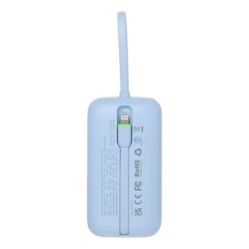 Veger powerbank K1 W1188 PD QC3.0 35W 10000 mAh beépített USB-C / Lightning kábelekkel kék