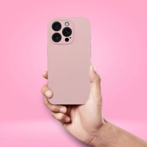 iPhone 16 PRO szilikon tok 2mm MagSafe kompatibilis púderrózsaszín