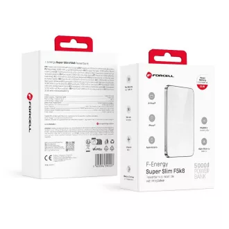   Forcell F-Energy MagSafe kompatibilis powerbank SuperSlim F5K8 QC4.0 PD3.0 15W 5000 mAh fehér