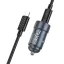 Hoco autós töltő USB-C QC3.0 PD 30W + USB-C – Lightning kábel Z57 fém szürke