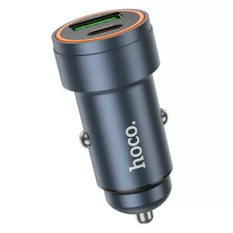   Hoco autós töltő USB-A + USB-C PD QC3.0 3A 30W Z57A fém szürke